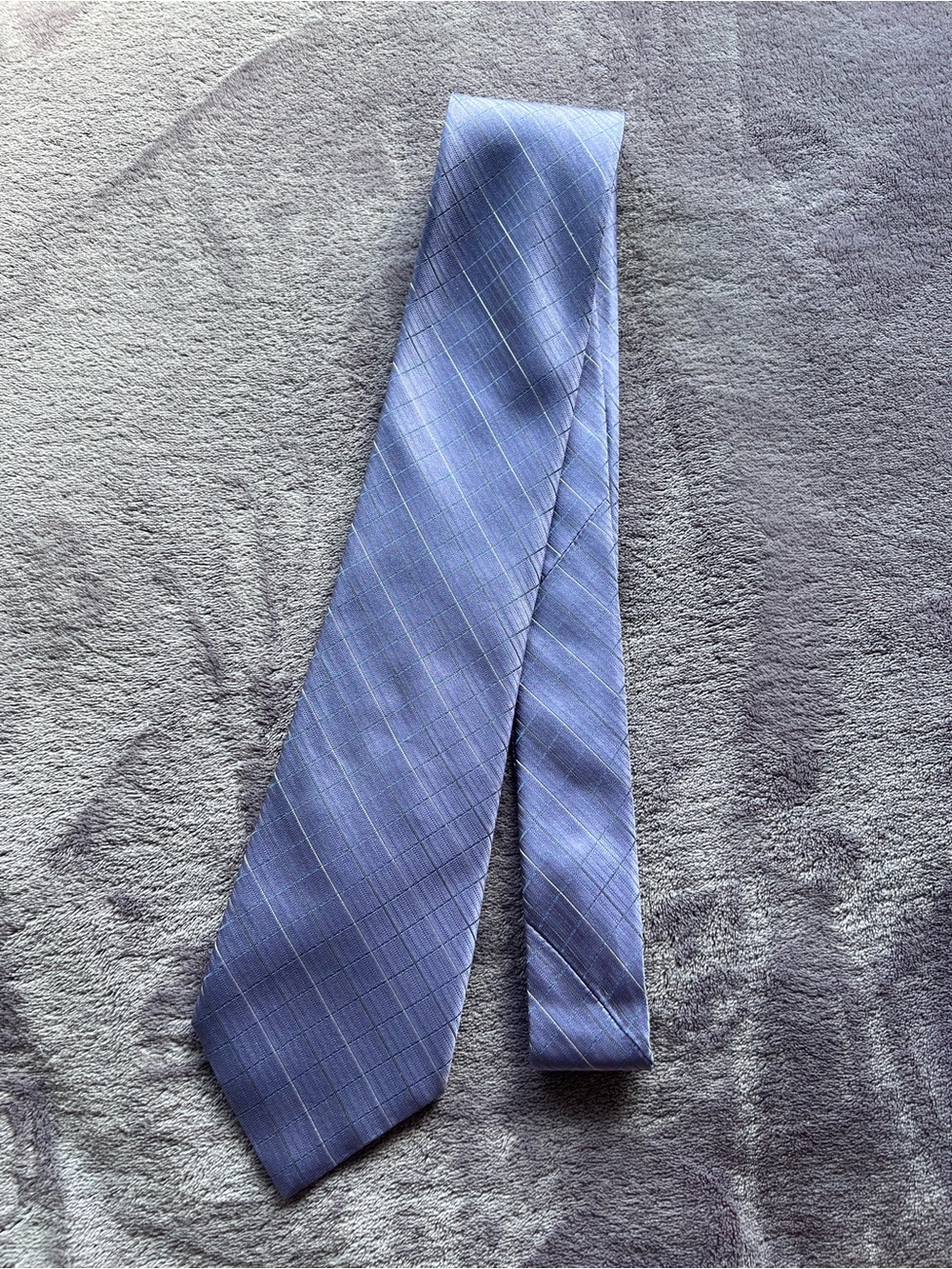 Calvin Klein Light Blue Plaid Silk Tie